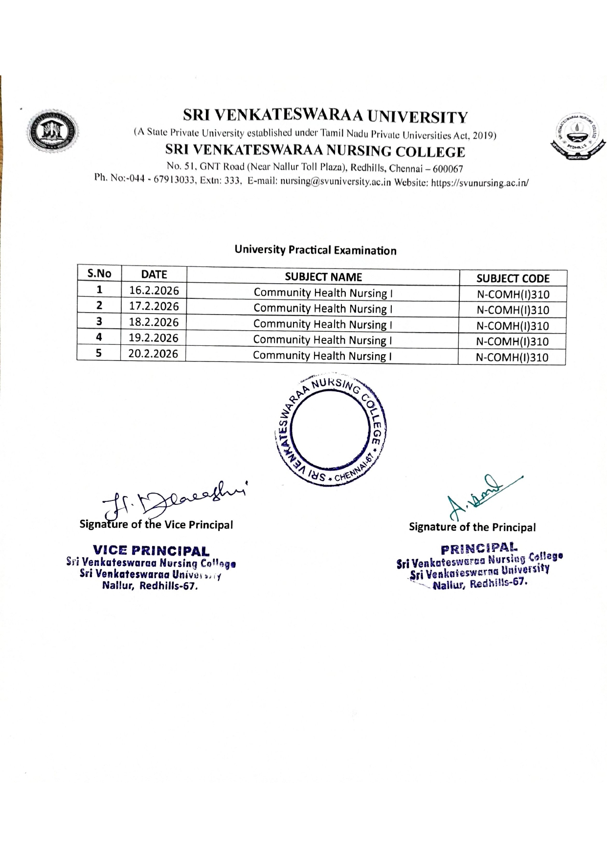 University Practical Examination